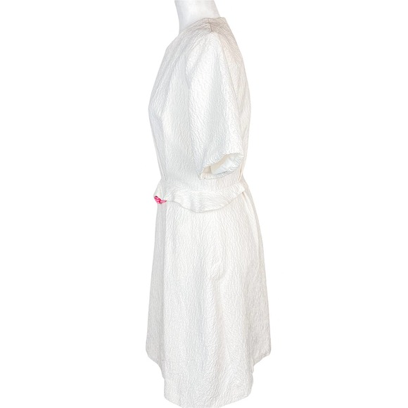 Preen by Thornton Bregazzi Dress Symmetrical Peplum Pink White Dress Size Large - Picture 5 of 12